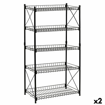 Bokhylla Confortime Metall Svart 52 x 34 x 110 cm (2 antal)