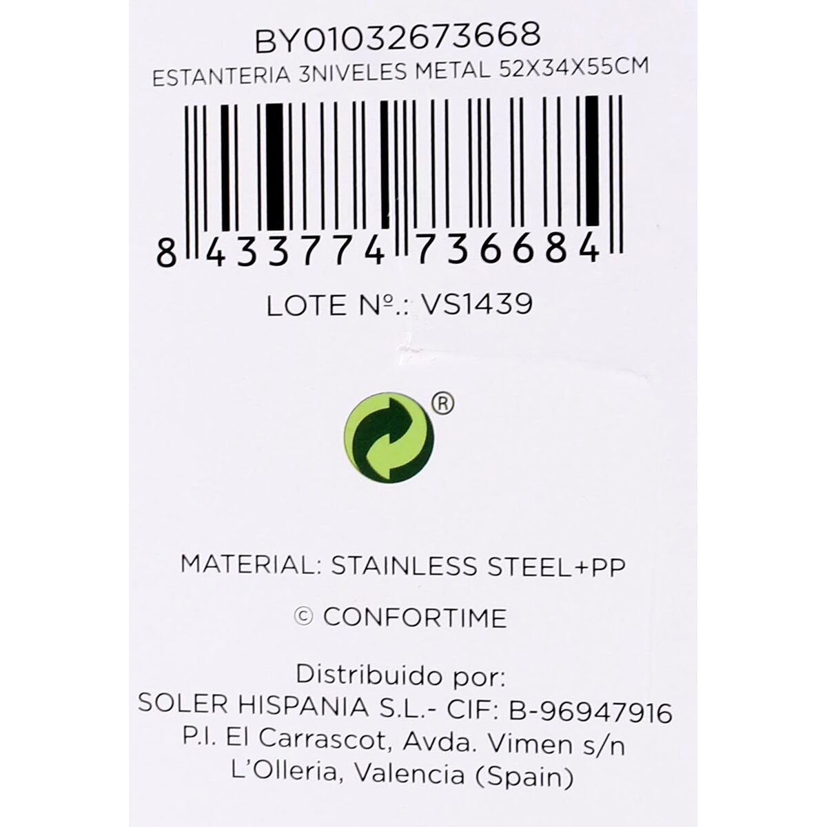 Bokhylla Confortime Metall Vit 52 x 34 x 55 cm (2 antal) - 5