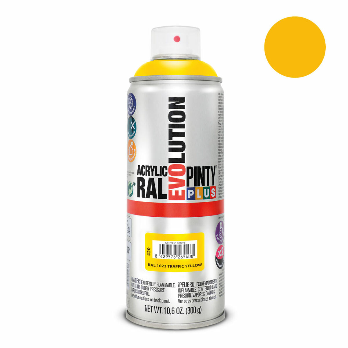 Sprejfärg Pintyplus Evolution RAL 1023 300 ml Traffic Yellow - 2