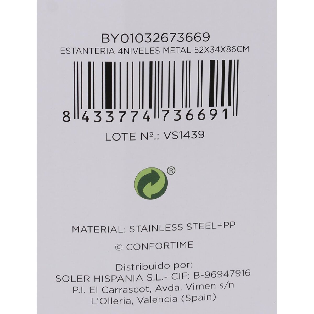 Bokhylla Confortime Metall Vit 52 x 34 x 86 cm (2 antal) - 5