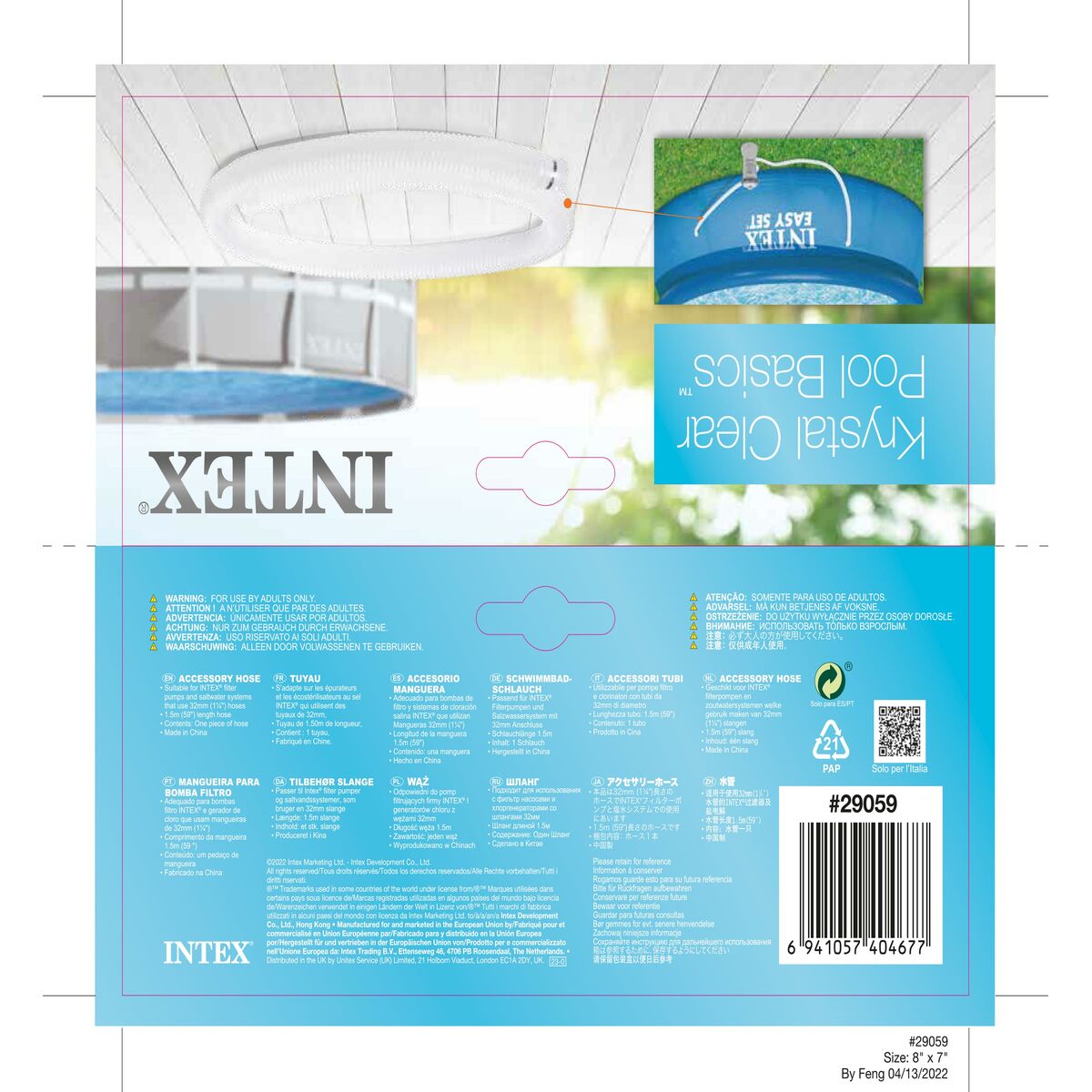Slang Intex Sundlaug 1-1/4" 150 cm Ø 32 mm (9 antal) - 9