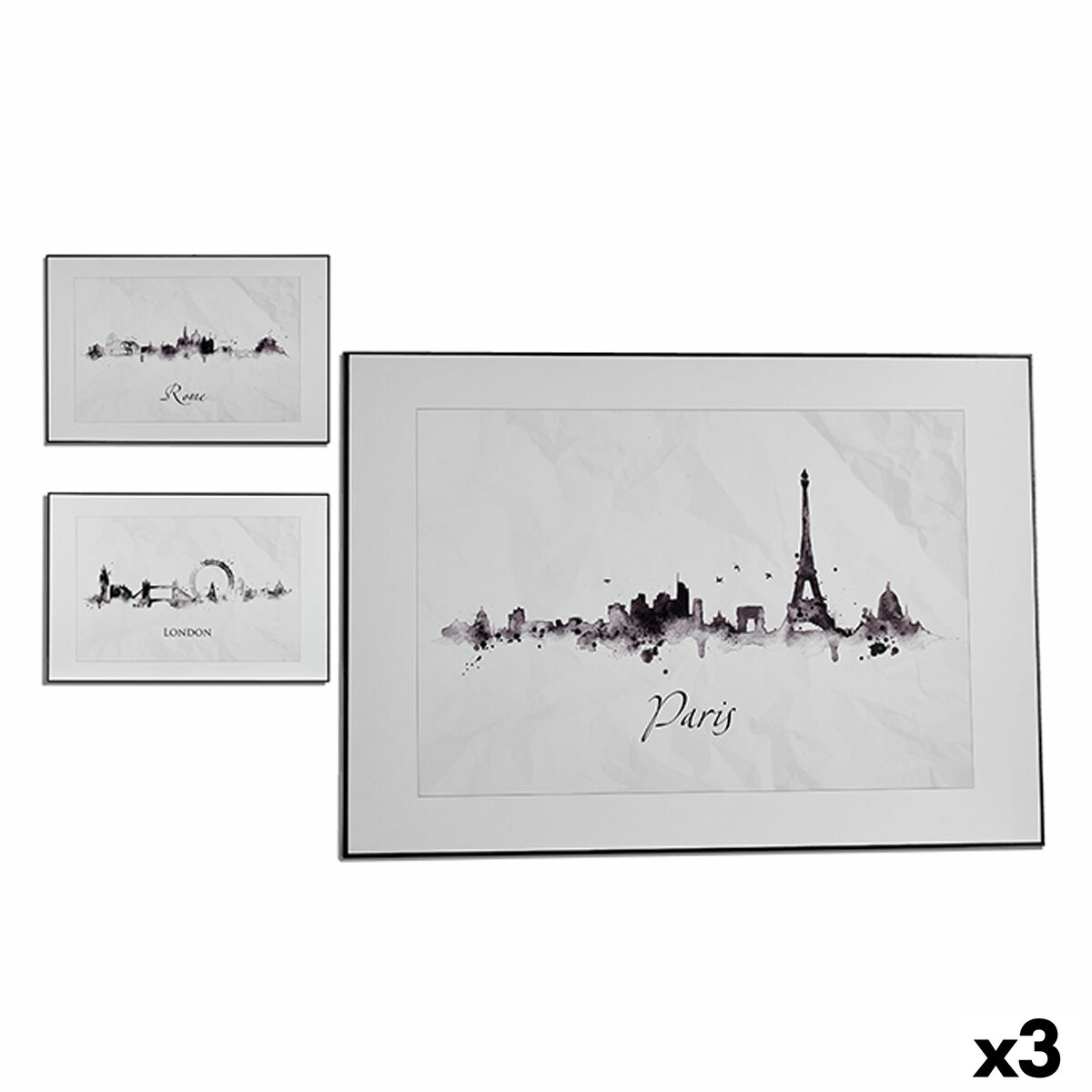 Tavla Gift Decor Vit Svart spånskiva Stad 81,5 x 3 x 121 cm (3 antal) - 5