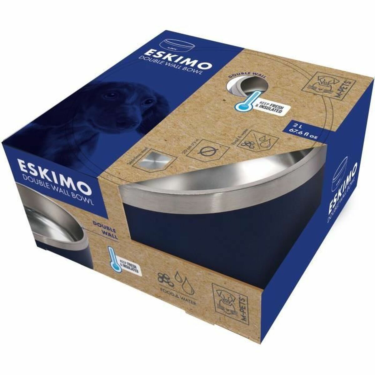 Hundmatare MPETS ESKIMO Metall Rostfritt stål Blå Slirsäker 2 L - 2