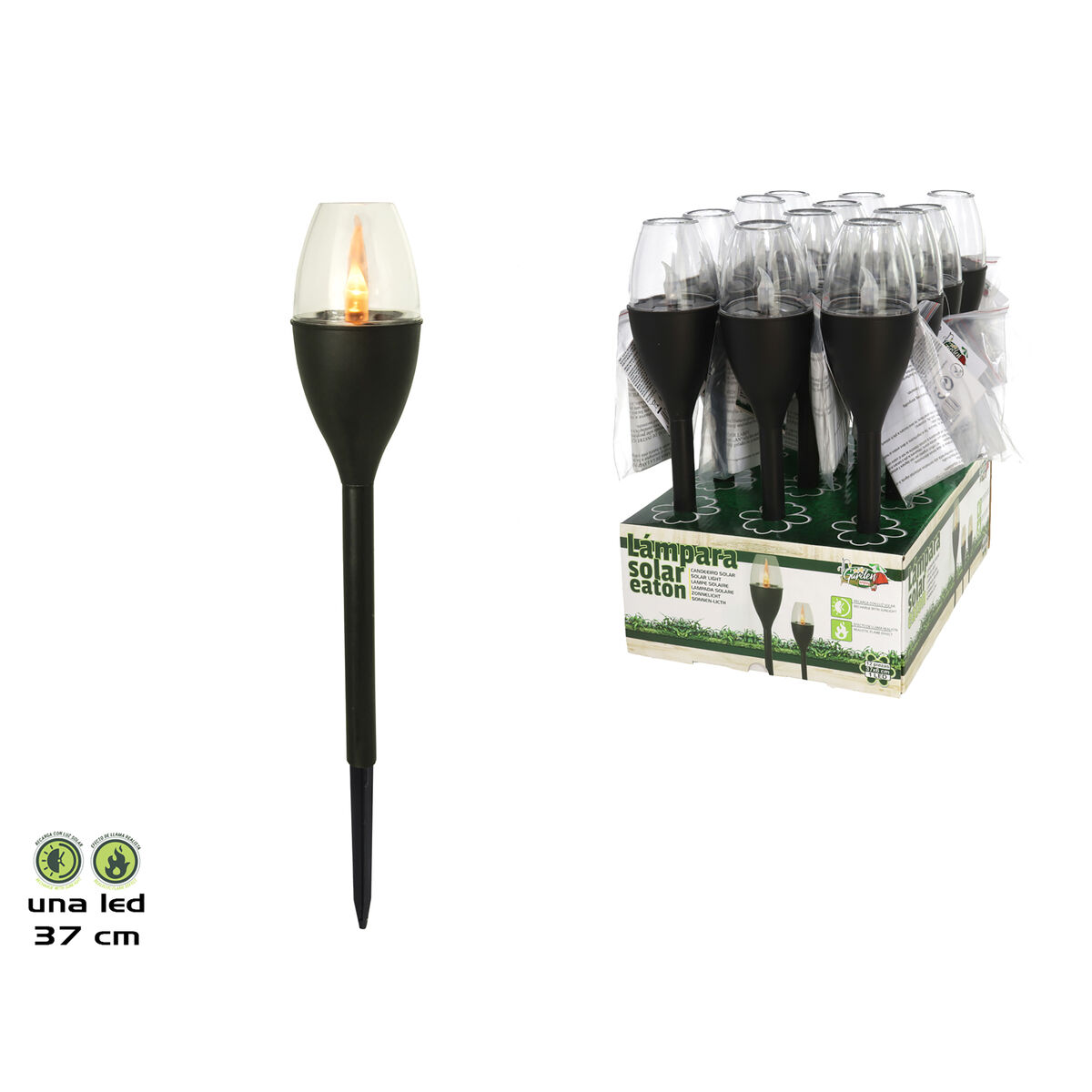 Solcellslampa Gerimport Eaton Svart 37 cm - 2