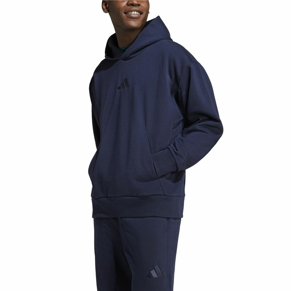 Tröja med huva Herr Adidas All Szn Fleece Hoodie Blå XL - 3