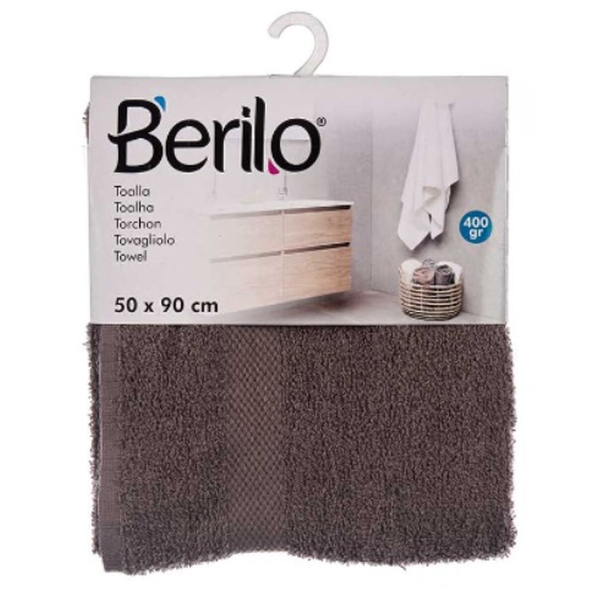 Badhandduk Berilo 89669 Grå 80 % bomull 20 % Polyester 50 x 90 cm 50 x 0,5 x 90 cm (6 antal) - 5