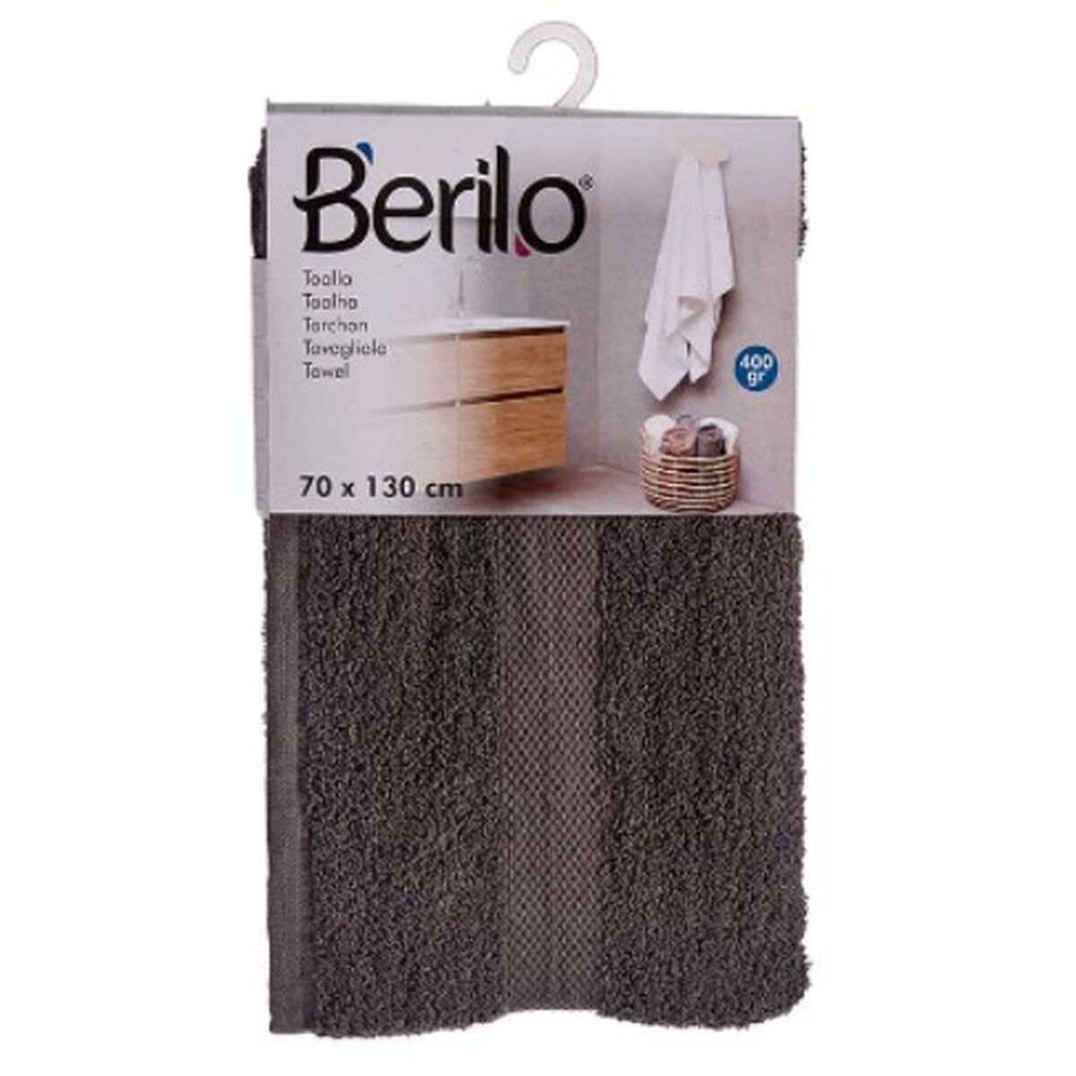 Badhandduk Berilo 89670 Grå 80 % bomull 20 % Polyester 70 x 130 cm (3 antal) - 5