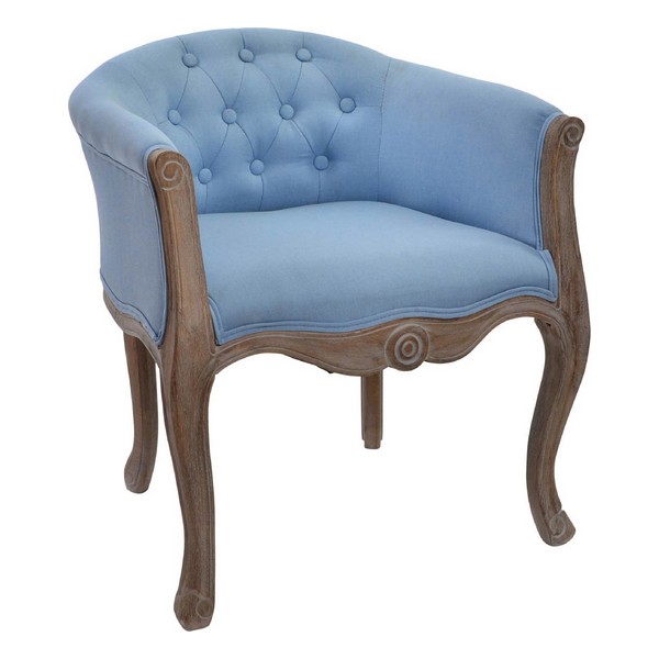 Sittpall DKD Home Decor Blå Polyester Trä Gummiträ 58 x 56 x 69 cm