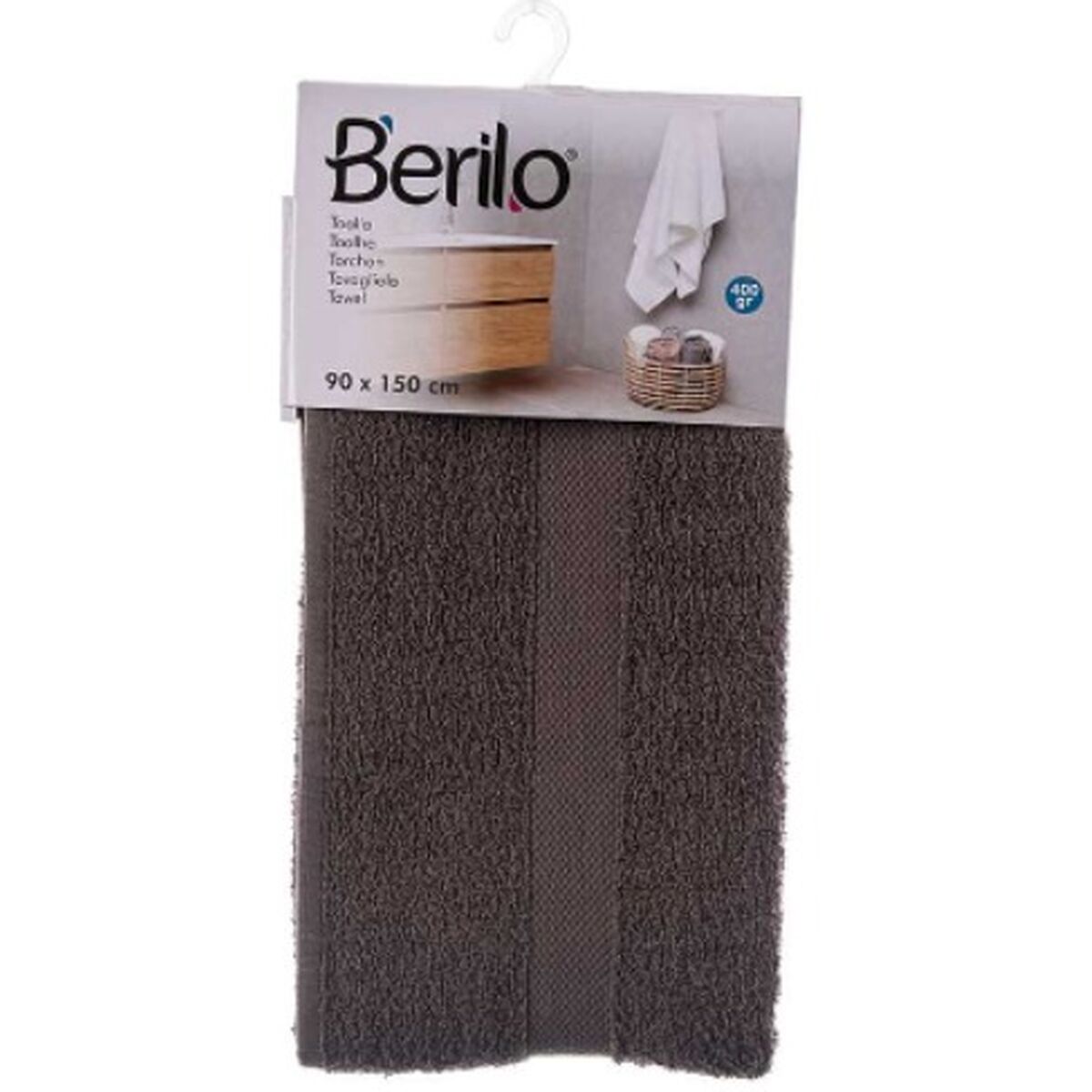 Badhandduk Berilo 89671 Grå 80 % bomull 20 % Polyester 90 x 150 cm 90 x 0,5 x 150 cm (3 antal) - 5