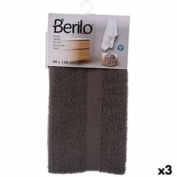 Badhandduk Berilo 89671 Grå 80 % bomull 20 % Polyester 90 x 150 cm 90 x 0,5 x 150 cm (3 antal)