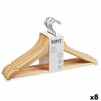 Klädhängarset Kipit Brun Trä Metall 44,5 x 1,2 x 23 cm 43,5 x 23 x 10 cm 44,5 x 23 x 10 cm (8 antal)