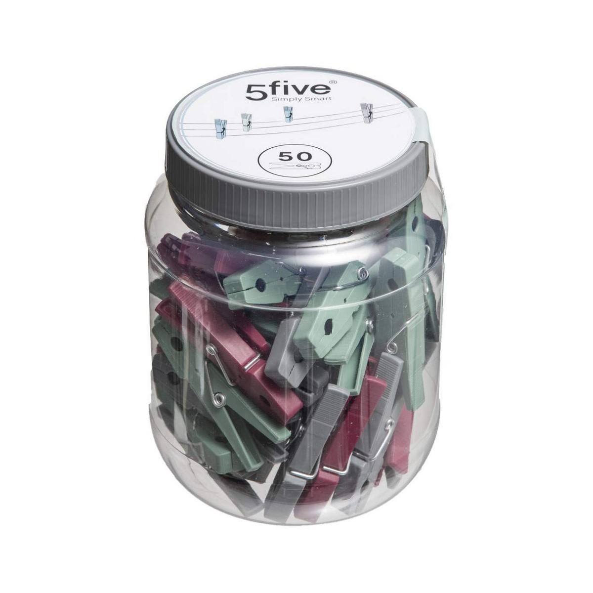Klädnypor 5five Simply Smart polypropen Multicolour Burk (50 antal) - 2