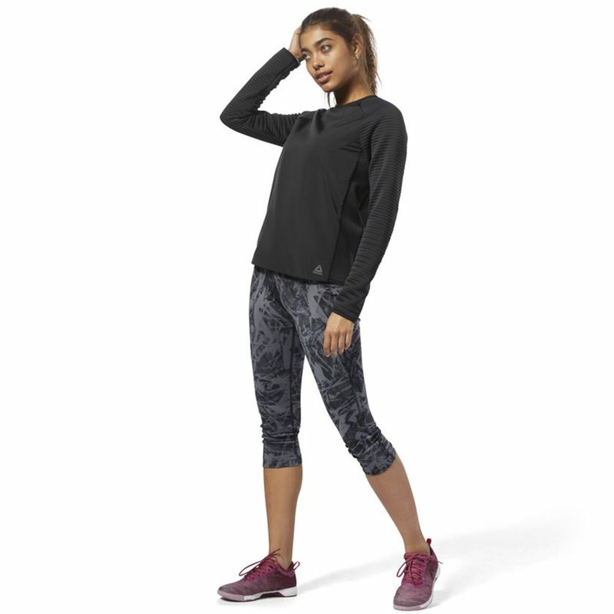 T-shirt med lång ärm Dam Reebok Thermowarm Deltapeak Svart - 4