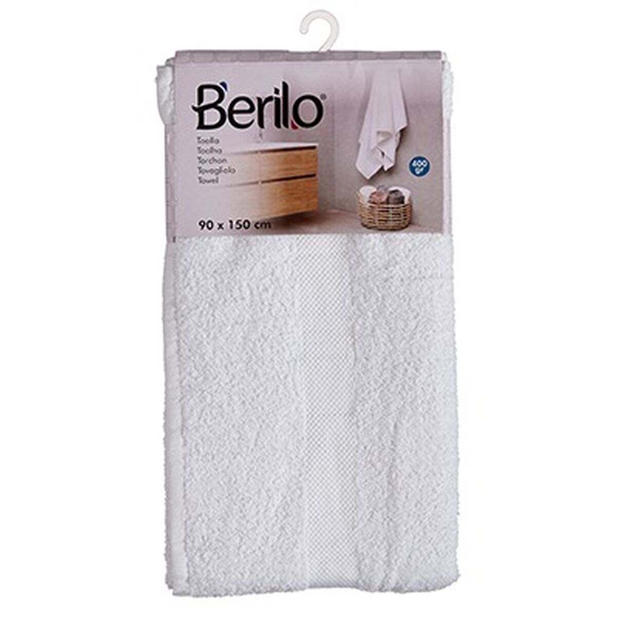 Badhandduk Berilo 89679 Vit 80 % bomull 20 % Polyester 90 x 150 cm 90 x 0,5 x 150 cm (3 antal) - 5