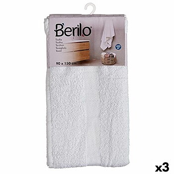 Badhandduk Berilo 89679 Vit 80 % bomull 20 % Polyester 90 x 150 cm 90 x 0,5 x 150 cm (3 antal)