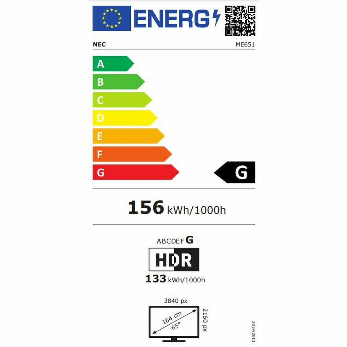 Videovägg Monitor NEC 60005062 LED 4K Ultra HD 65" 64" - 3