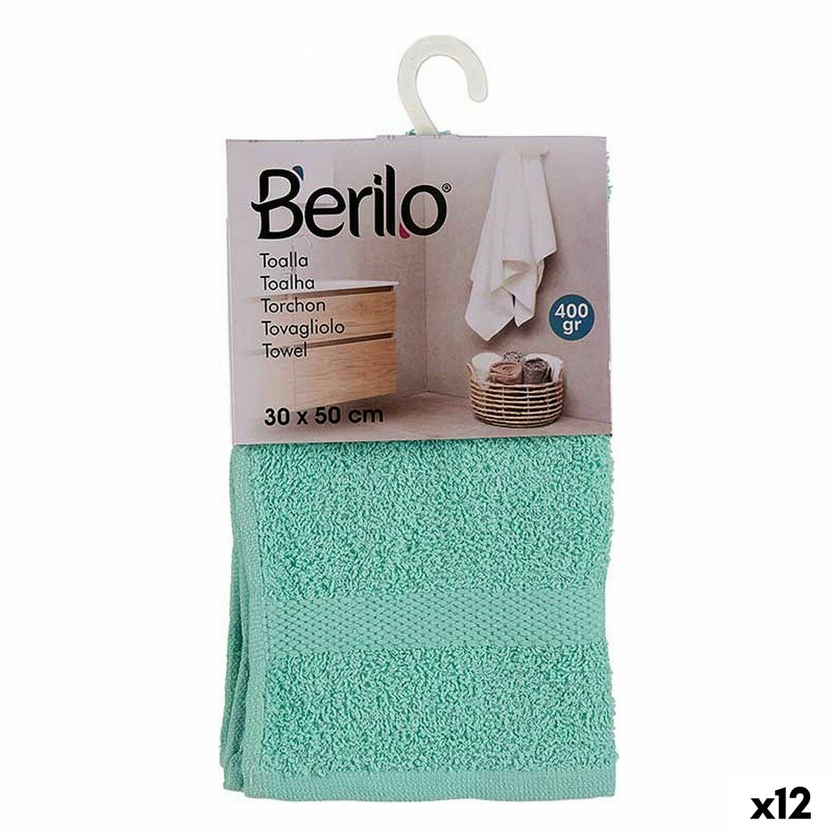 Badhandduk Berilo 5311 Turkos 80 % bomull 20 % Polyester 30 x 0,5 x 50 cm (12 antal) - 3