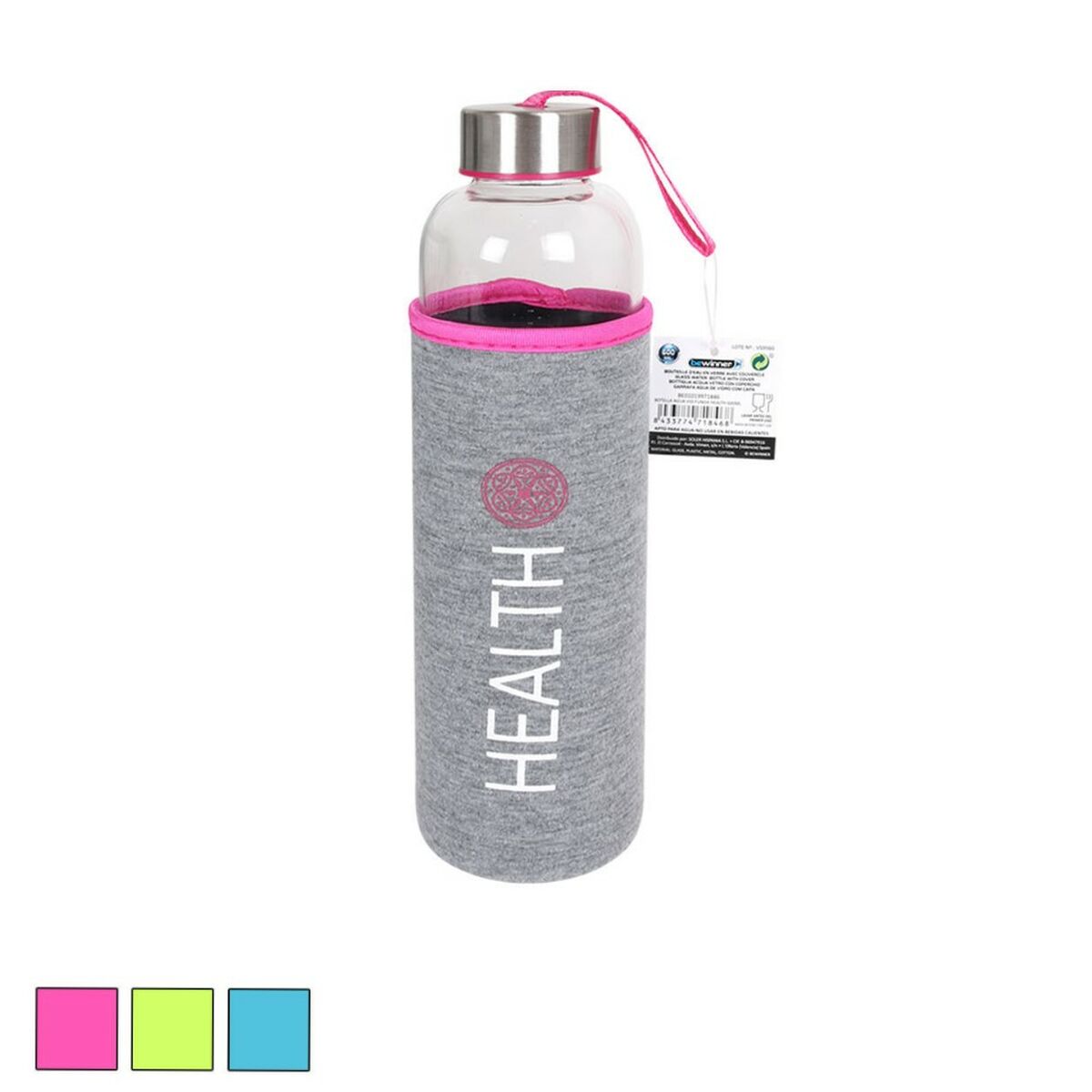 Glasflaska med överdrag i neopren Bewinner 600 ml (12 antal) - 3