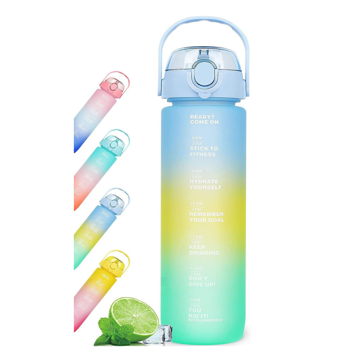 Flaska med lock och sugrör Bewinner Multicolour 600 ml - 4