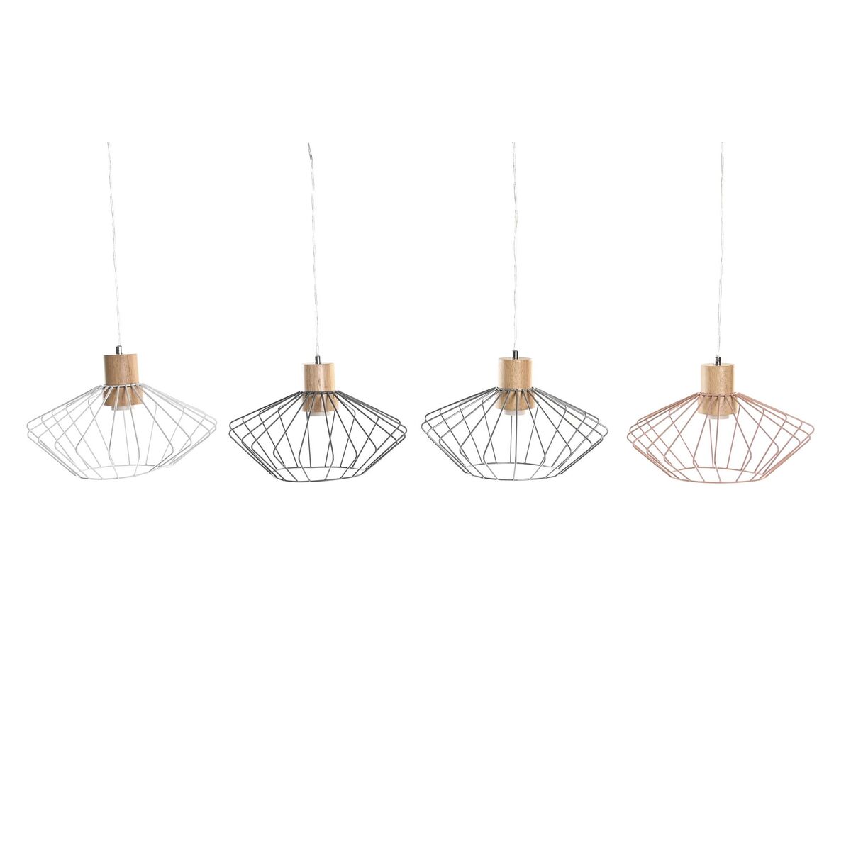 Taklampa DKD Home Decor 34 x 34 x 21 cm Silvrig Svart Grå Rosa Metall Vit 50 W 60 W Furu - 10