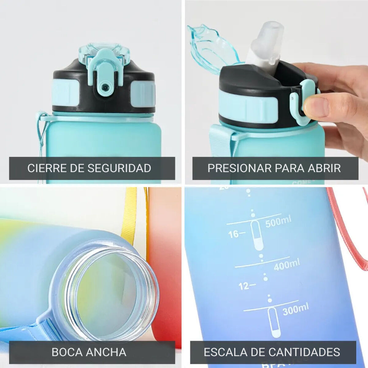 Flaska med lock och sugrör Bewinner Multicolour 800 ml - 4