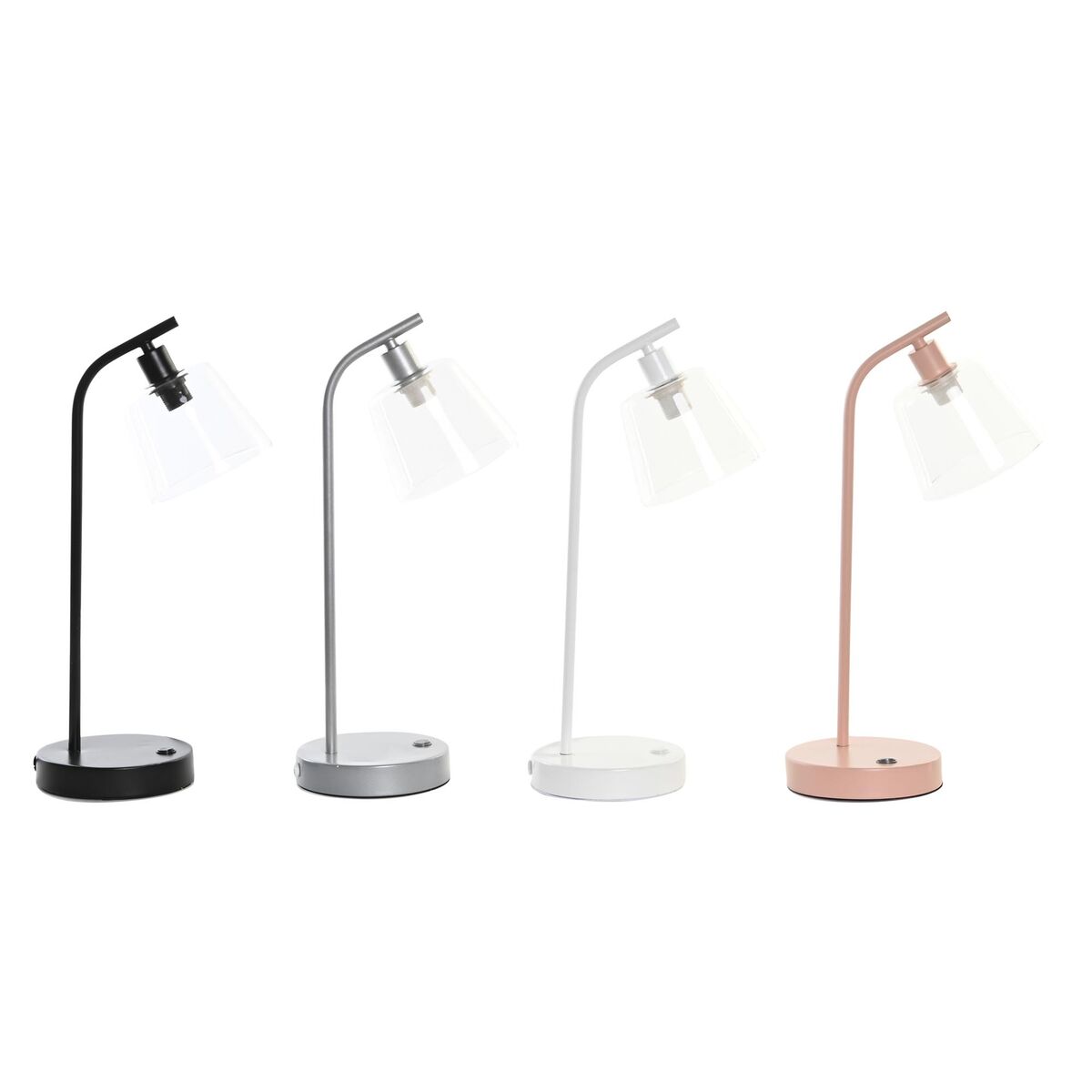 Bordslampa DKD Home Decor 22 x 15 x 46 cm Glas Silvrig Svart Grå Rosa Metall Vit 220 V 40 W 25 W 4 Delar - 8