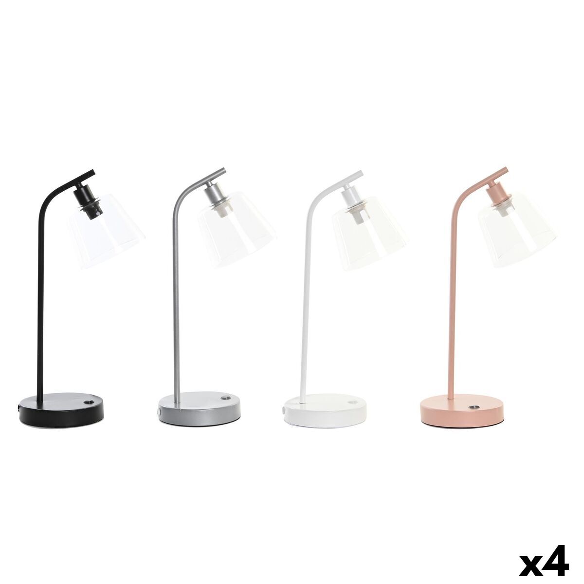 Bordslampa DKD Home Decor 22 x 15 x 46 cm Glas Silvrig Svart Grå Rosa Metall Vit 220 V 40 W 25 W 4 Delar - 12