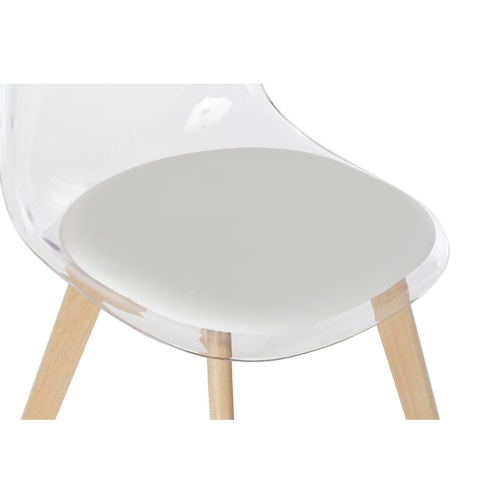 Matsalsstol DKD Home Decor Vit Transparent Naturell Trä Polykarbonater 54 x 47 x 81 cm - 7