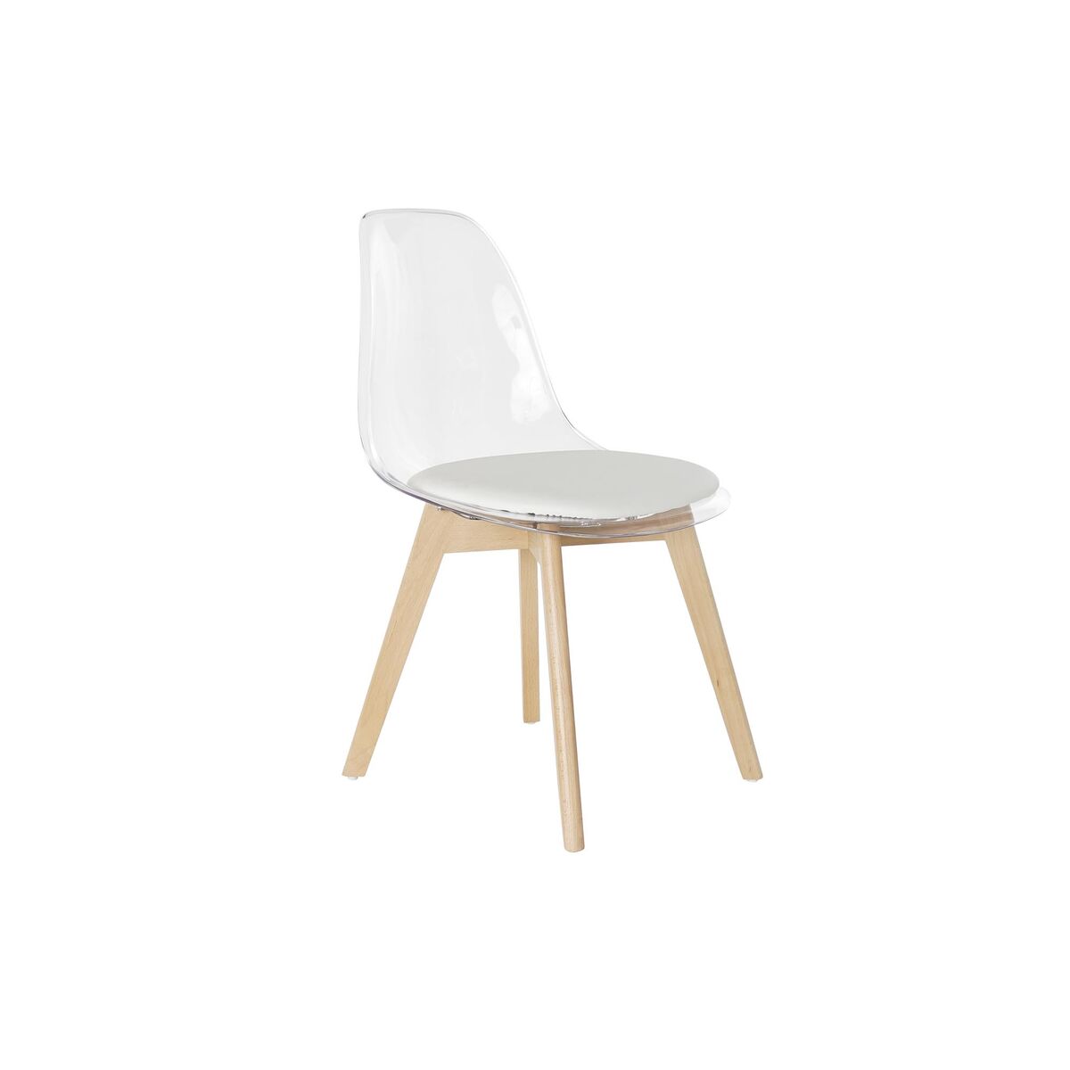 Matsalsstol DKD Home Decor Vit Transparent Naturell Trä Polykarbonater 54 x 47 x 81 cm - 8