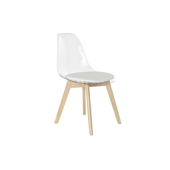 Matsalsstol DKD Home Decor Vit Transparent Naturell Trä Polykarbonater 54 x 47 x 81 cm