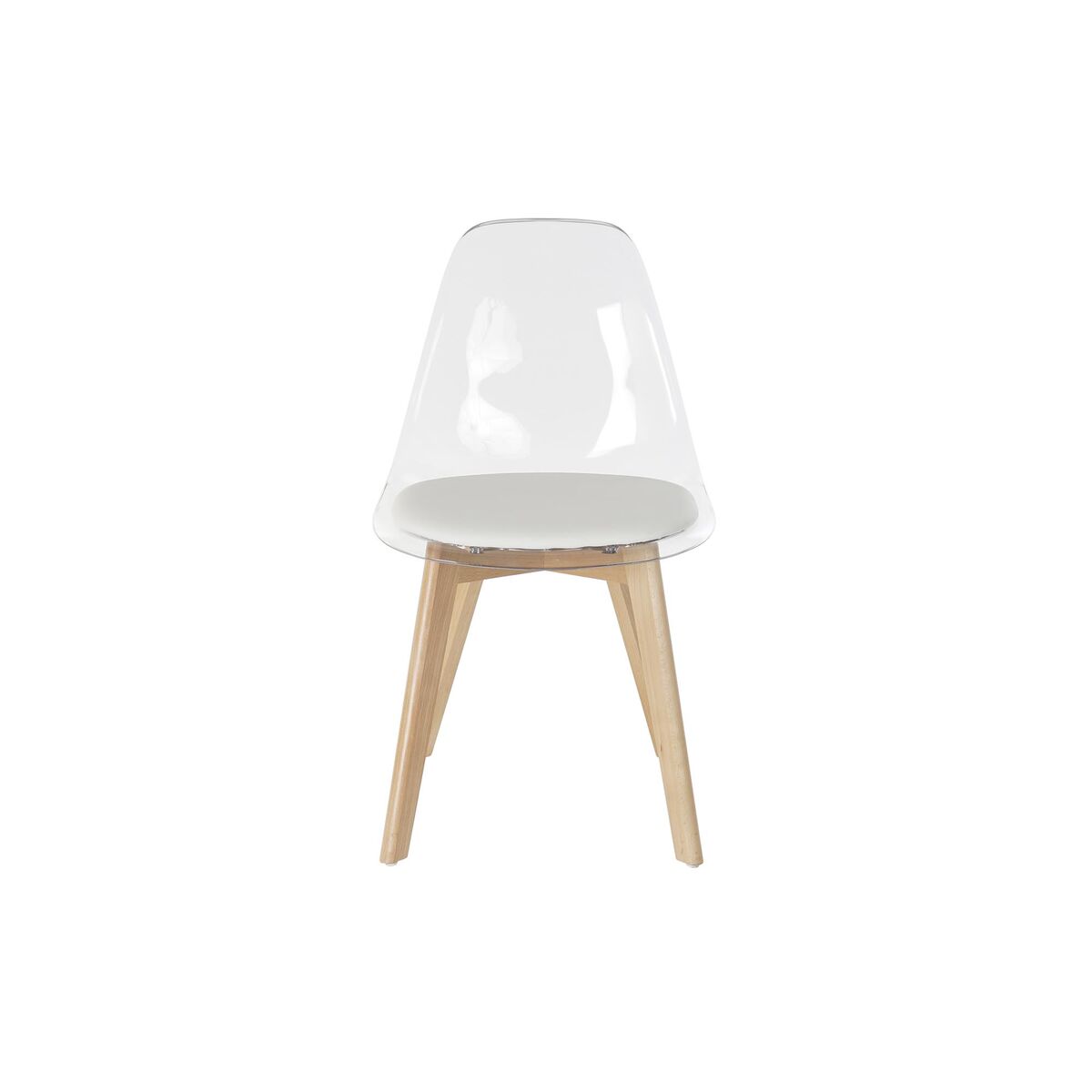 Matsalsstol DKD Home Decor Vit Transparent Naturell Trä Polykarbonater 54 x 47 x 81 cm - 16
