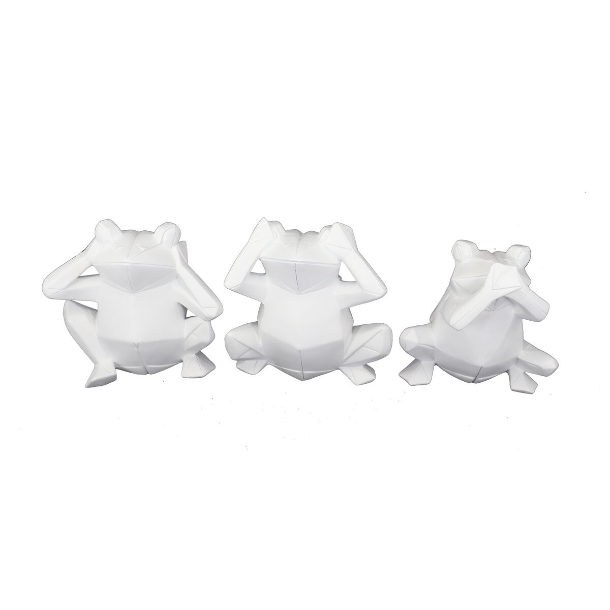Prydnadsfigur DKD Home Decor 18,5 x 13 x 17,8 cm Vit Groda (3 antal) - 3