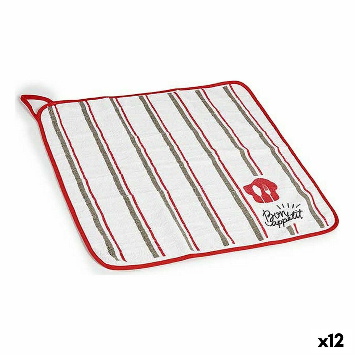 Kökstextil Kinvara 1220 Vit Röd 50 x 0,3 x 50 cm (12 antal) - 3