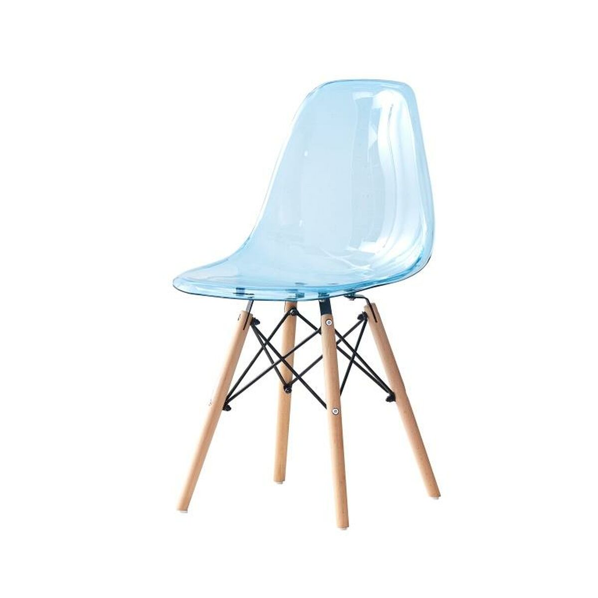 Matsalsstol DKD Home Decor Naturell Blå PVC Björk (50 x 46 x 83,5 cm) - 9