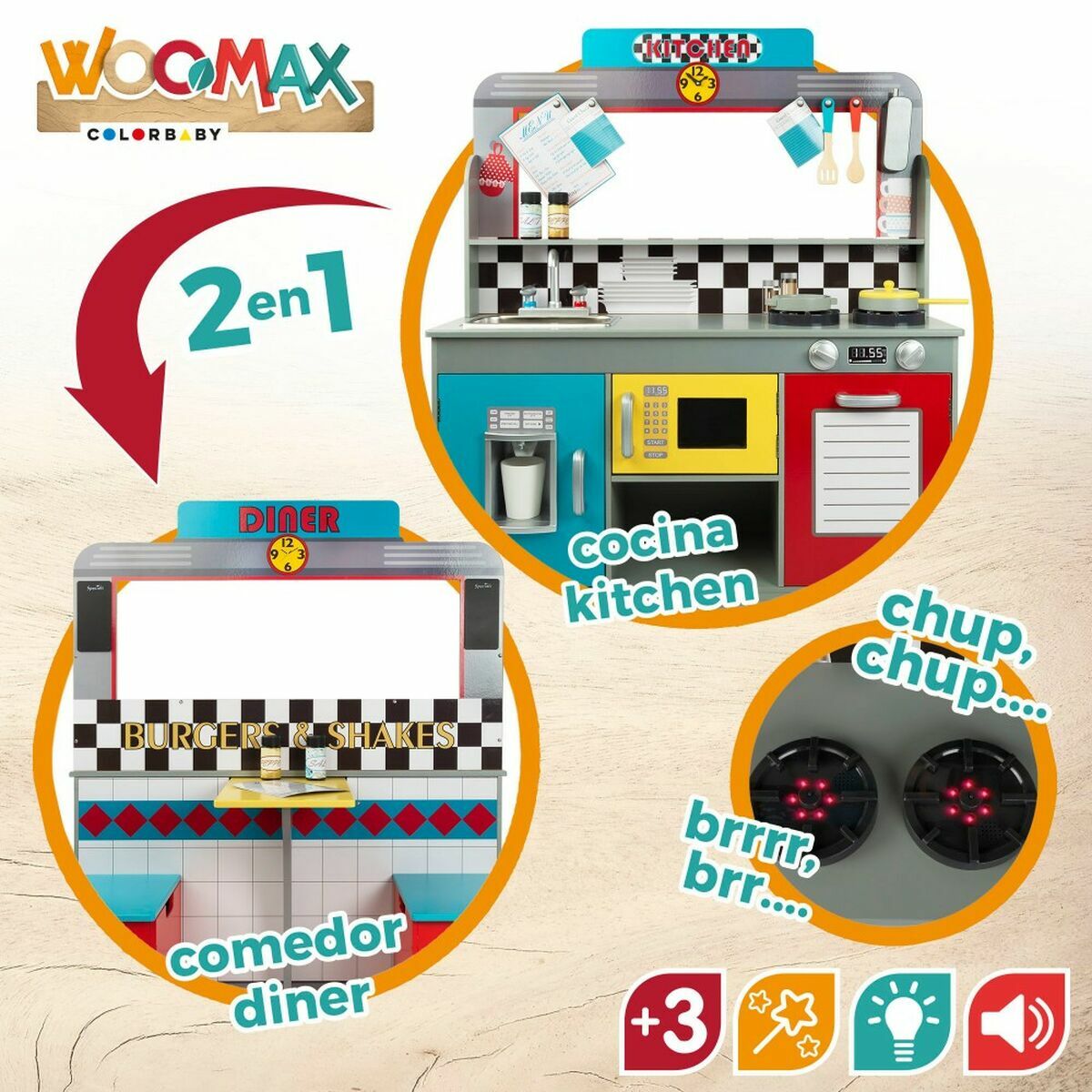 Leksakskök Woomax Trä 90 x 58 x 104 cm - 3
