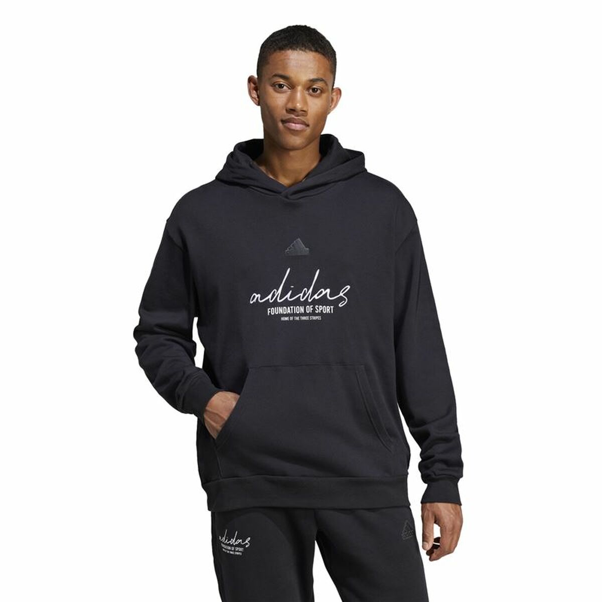 Tröja med huva Herr Adidas Brand Love French Terry Svart - 2