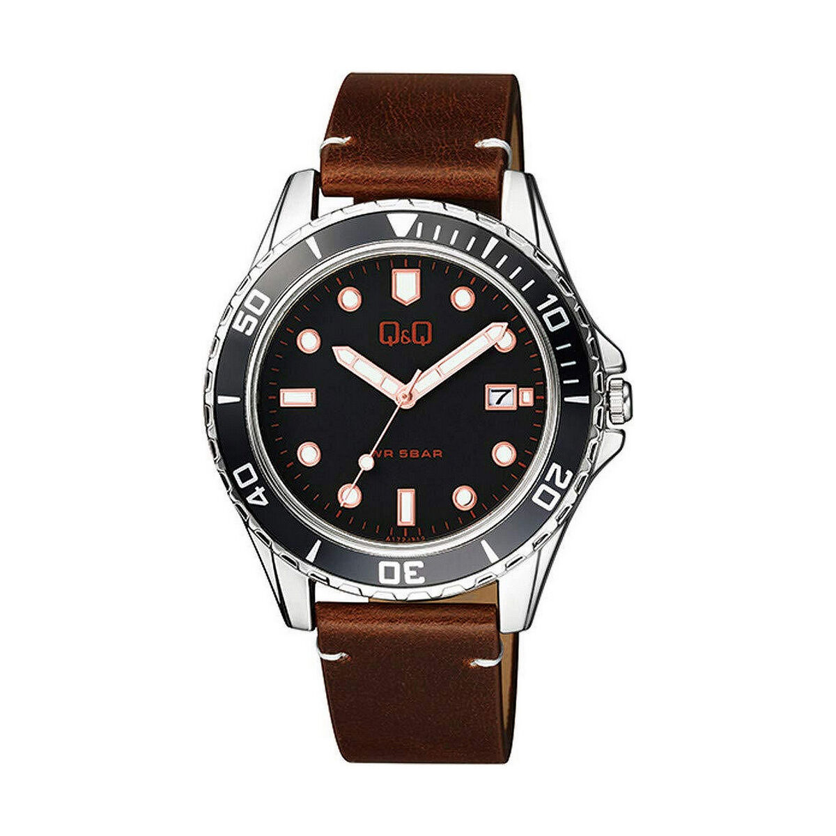 Herrklocka Q&Q A172J312Y Brun Svart (Ø 43 mm) - 5