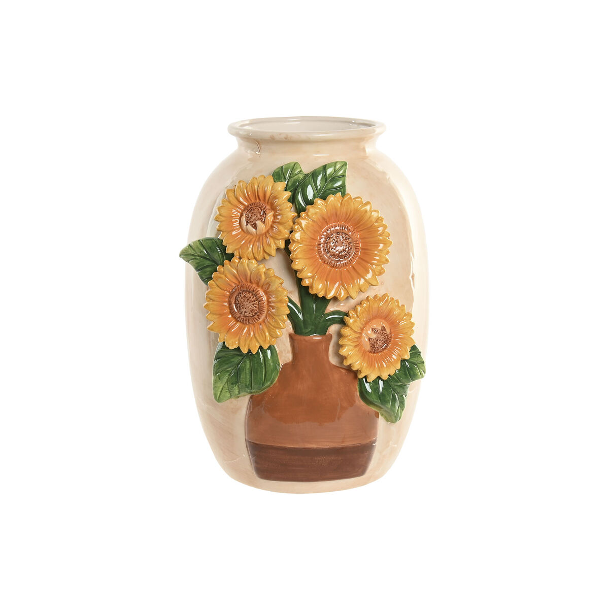 Vas Home ESPRIT Gul Beige Keramik Shabby Chic 26 x 26 x 34 cm