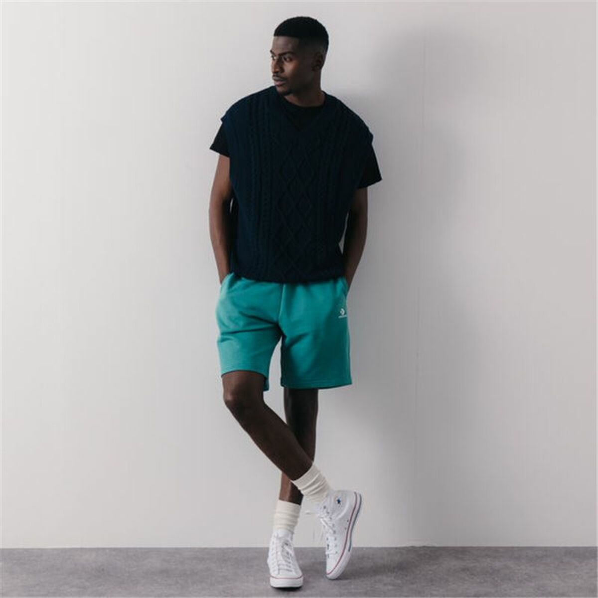 Sportshorts för män Converse Classic Fit Wearers Left Star Grön - 2