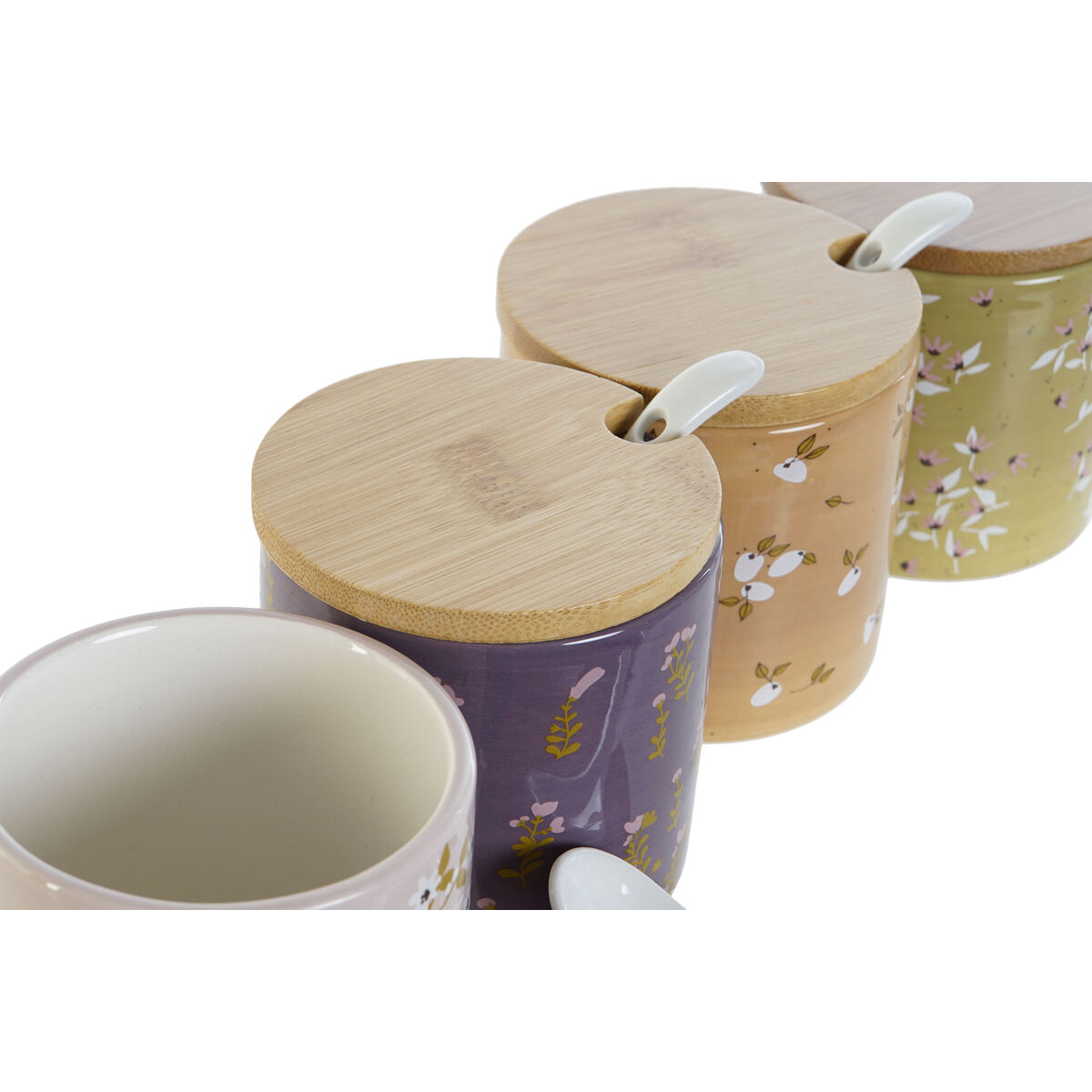Sockerströare DKD Home Decor Grön Rosa Senap Lila Bambu Dolomite 7,5 x 7,5 x 7,5 cm (4 antal) - 2