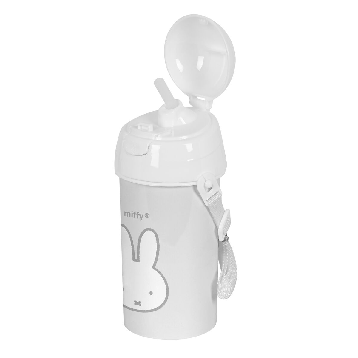 Flaska med lock och sugrör Miffy Niebla Grå PVC 500 ml
