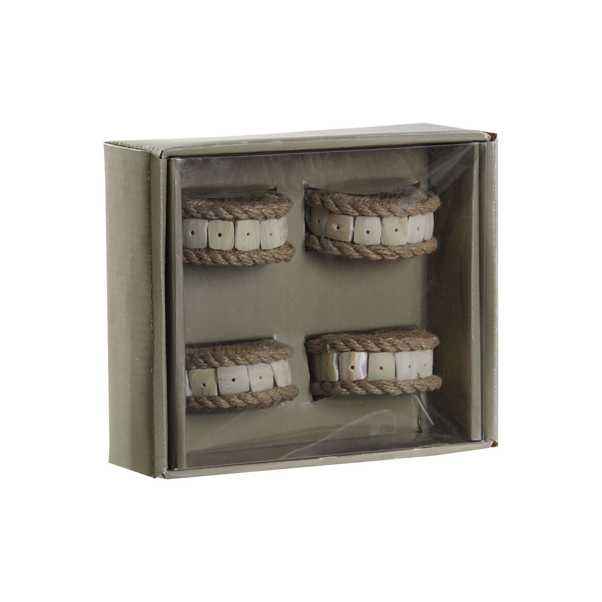 Dukring DKD Home Decor Naturell Jute Harts Aluminium 6 x 3 x 6 cm 4 Delar - 2
