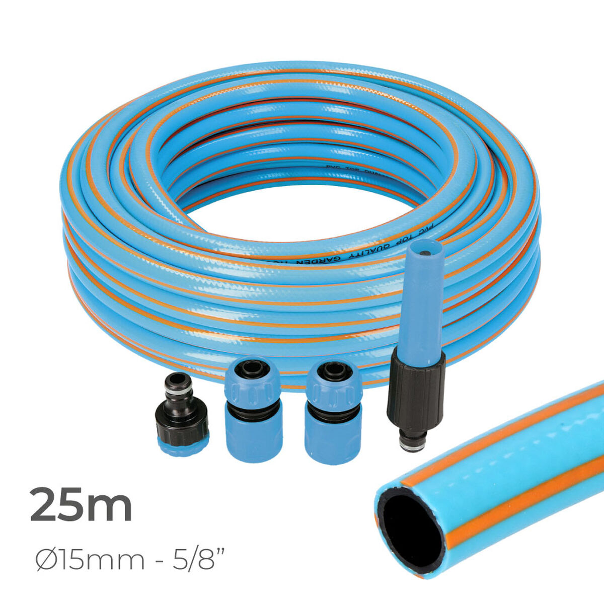 Slang med tillbehörssats EDM 74108 PVC 5/8" 20 mm x 25 m Blå (25 m) - 3