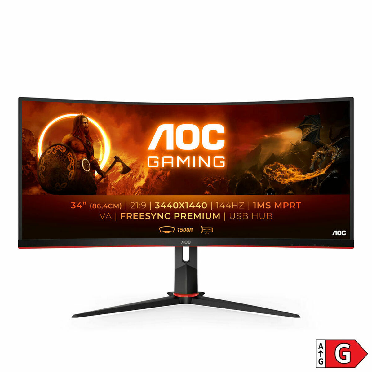 Monitor AOC CU34G2X/BK LFD 34" LED VA AMD FreeSync Flicker free 144 Hz 50-60  Hz 34" - 3