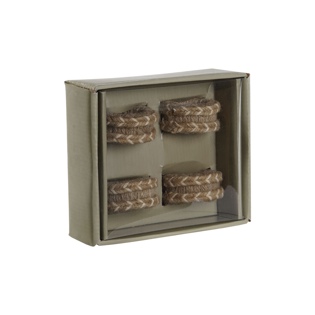 Dukring DKD Home Decor Naturell Jute Mangoträ 6 x 3 x 6 cm 4 Delar - 2