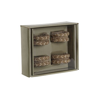 Dukring DKD Home Decor Naturell Jute Mangoträ 6 x 3 x 6 cm 4 Delar