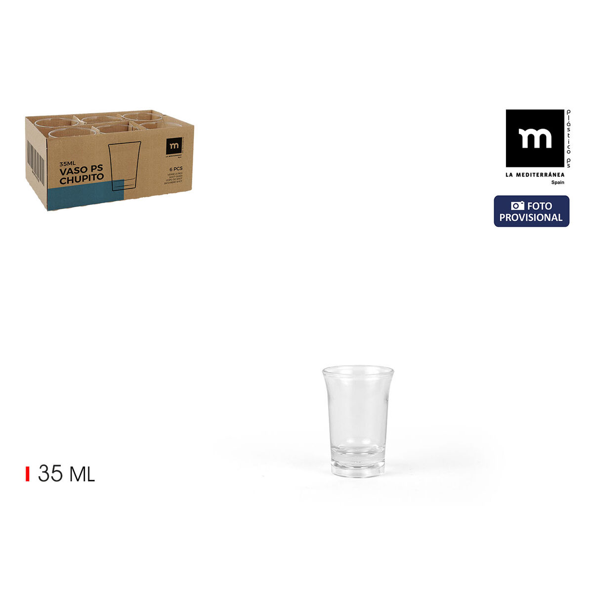 Shotglas La Mediterránea 4,5 x 4,5 x 7 cm 4 x 6 x 7 cm (24 antal) - 3