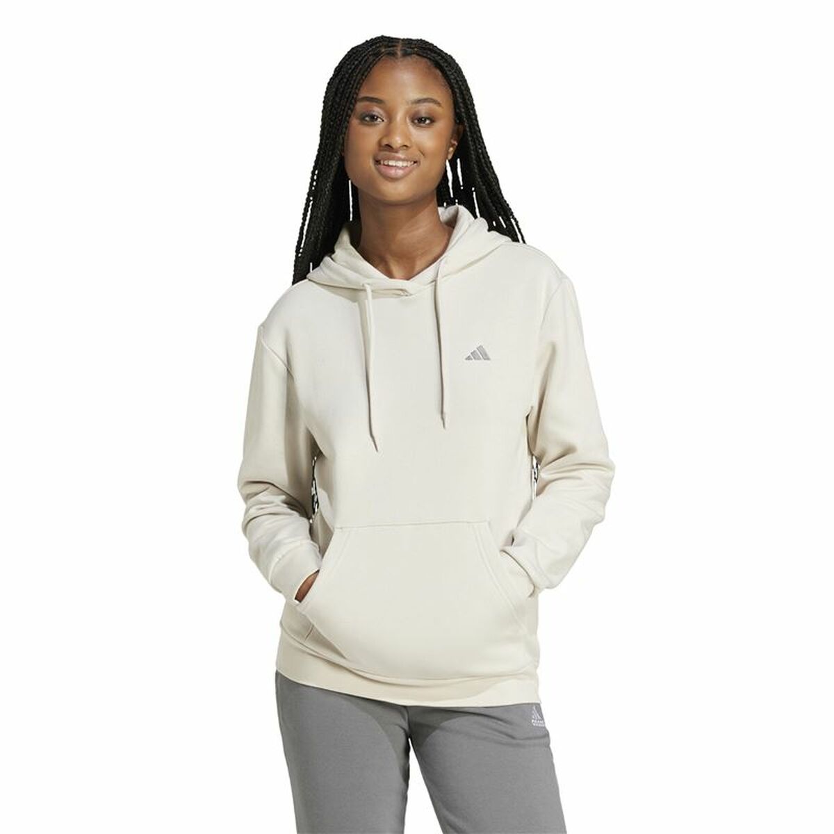 Tröja med huva Herr Adidas Essentials Vit XS - 2