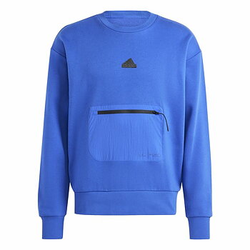 Tröja utan huva Adidas City Es e Fleece Blå