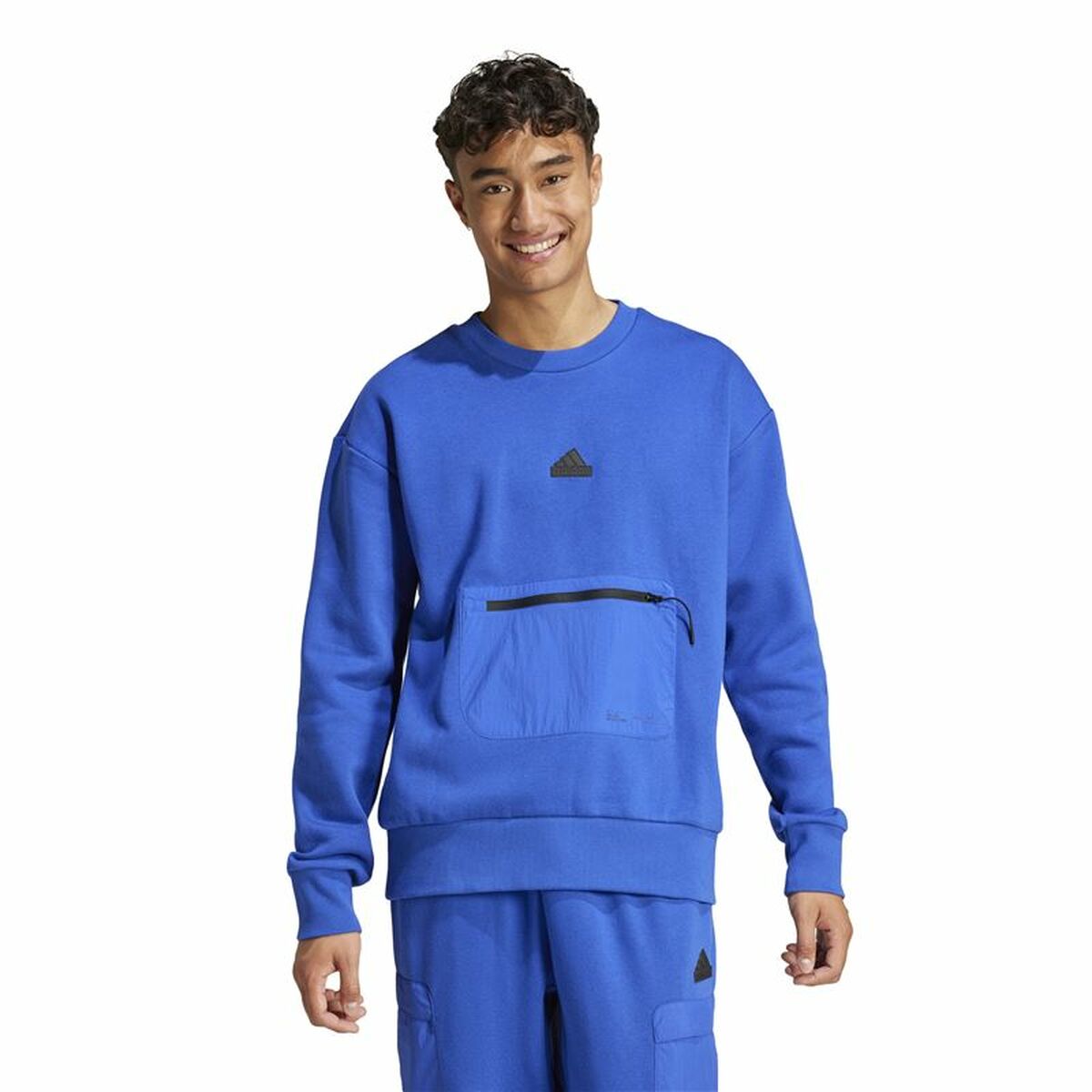 Tröja utan huva Adidas City Es e Fleece Blå - 2